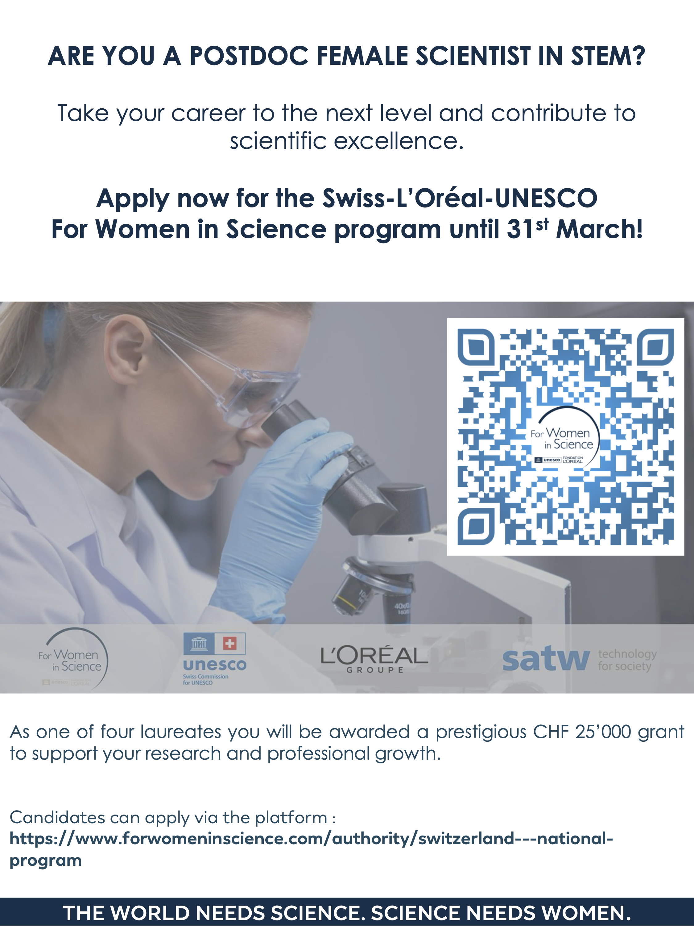 Call for Applications - For Women in Science Award Switzerland